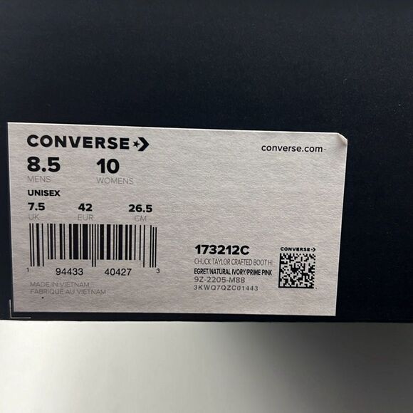 Converse Chuck Taylor Crafted Boot Hi Egret/Ivory/Pink 173212C M 8.5 | W 10- NWB - Picture 3 of 13